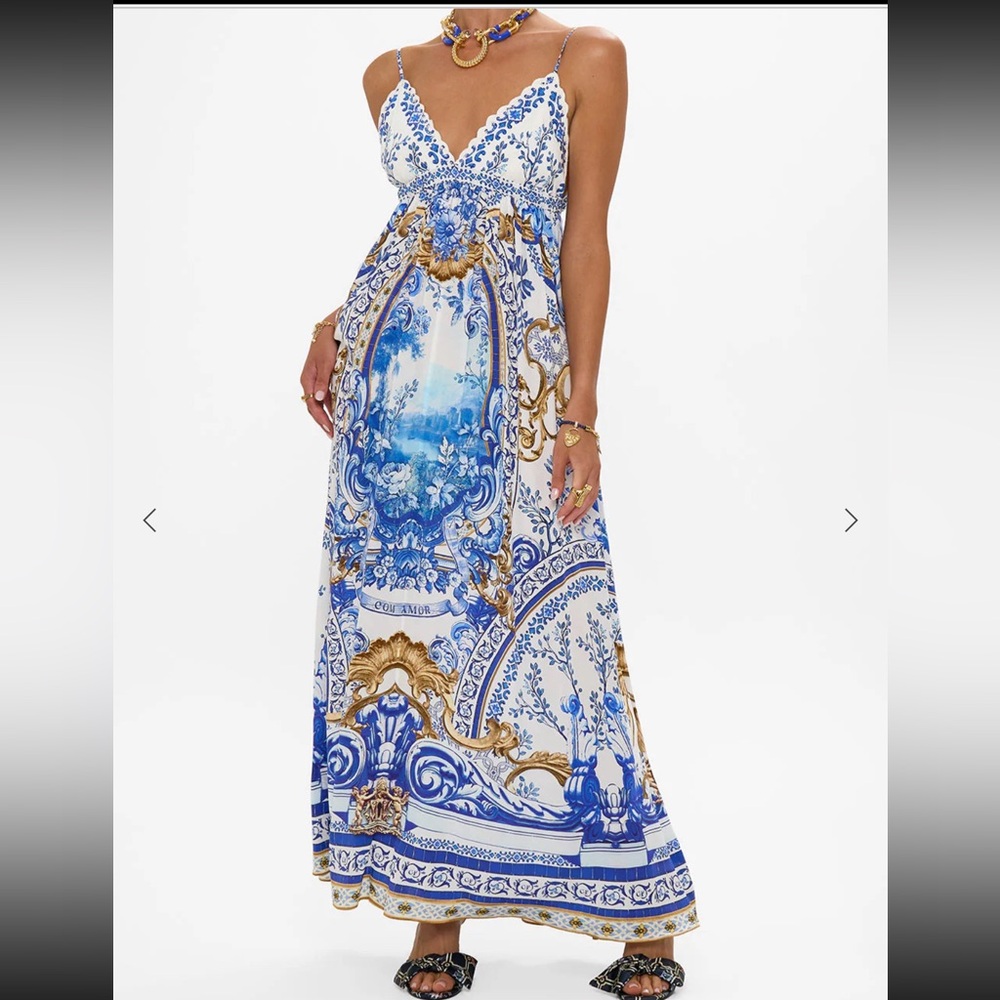 Camilla Blue and Gold Maxi Dress